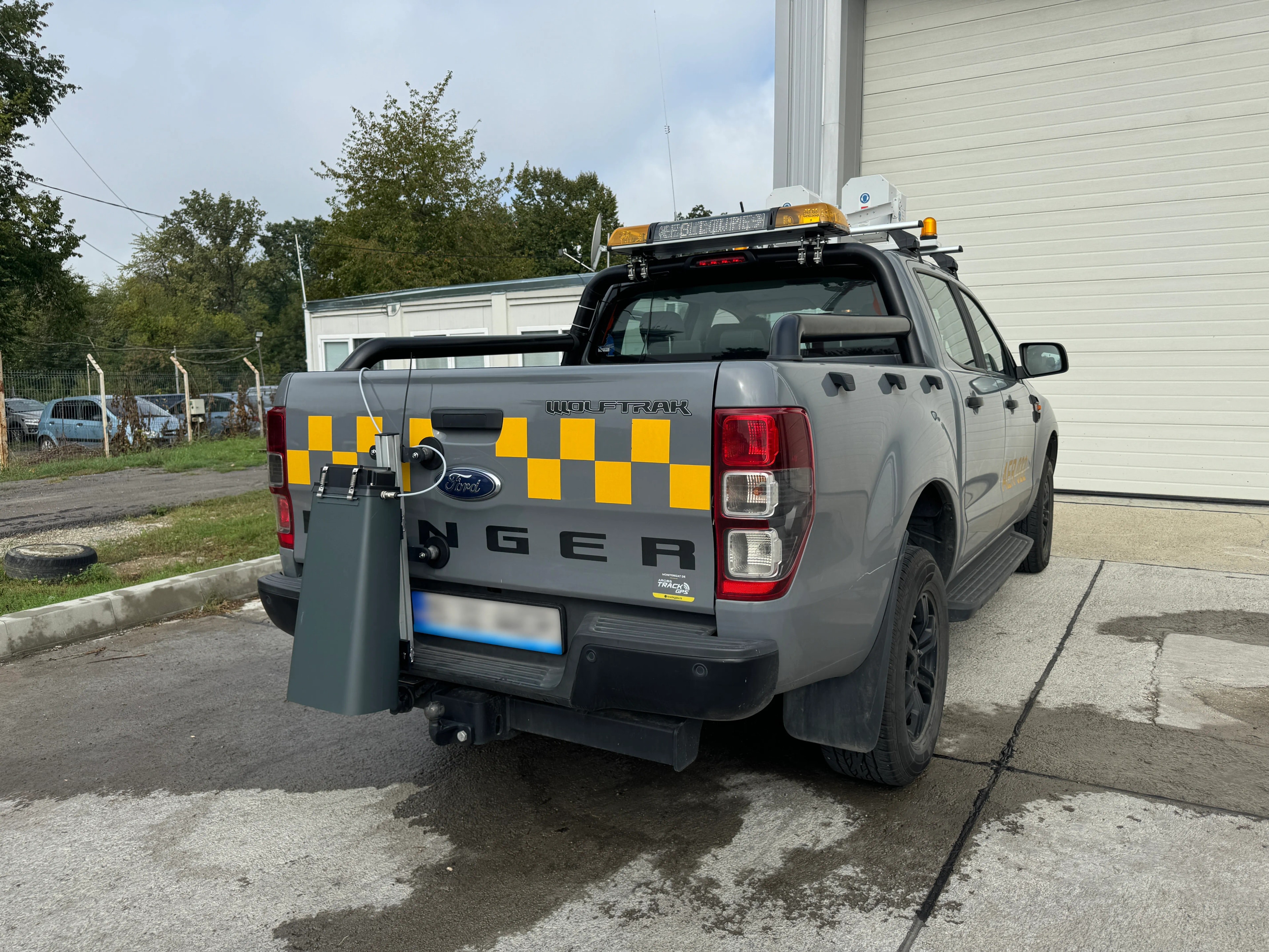 MARWIS sensor mounted on an airport vehicle, with registration plate obscured