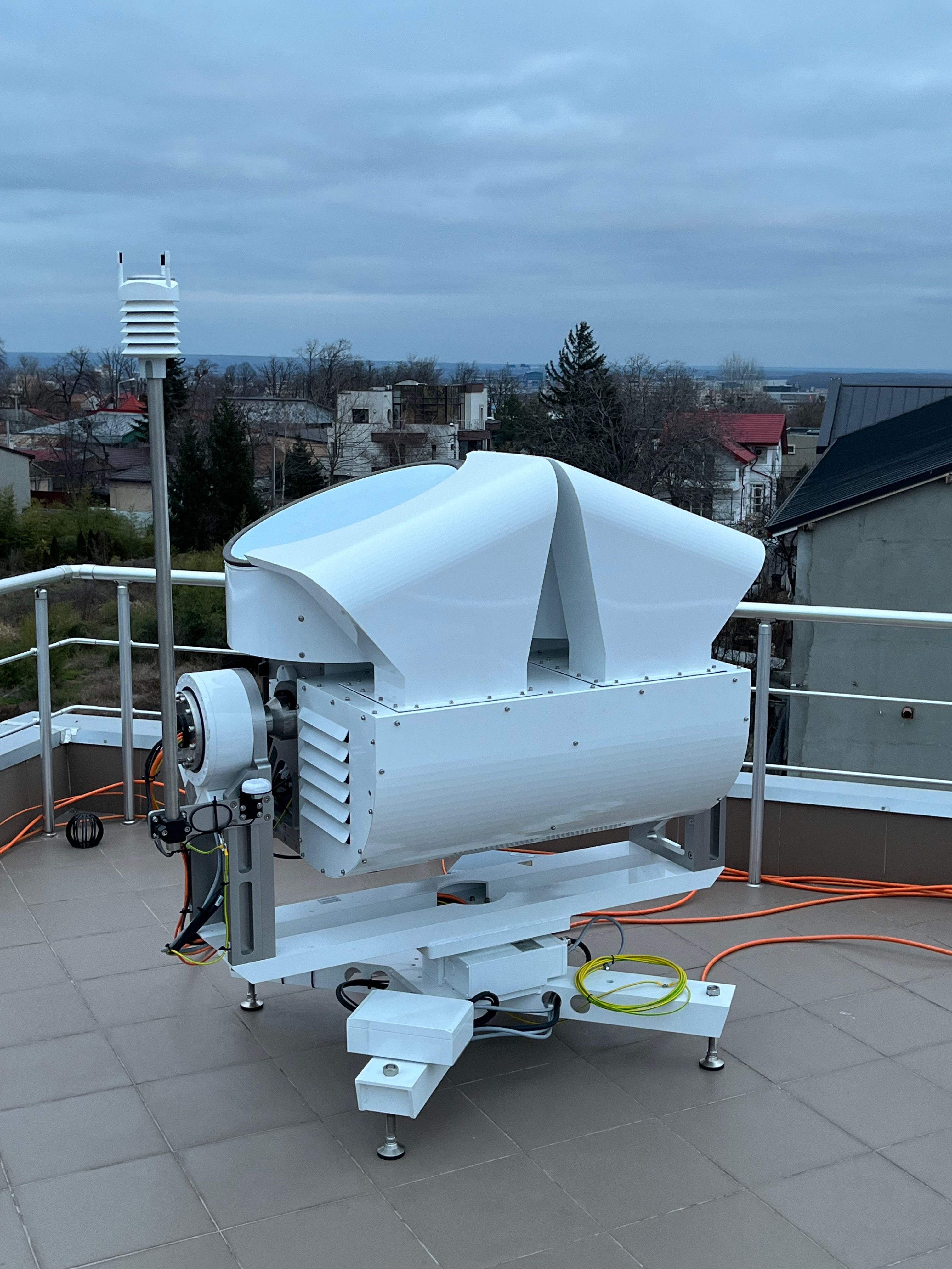 RPG cloud radar installed on its rooftop support at the university
