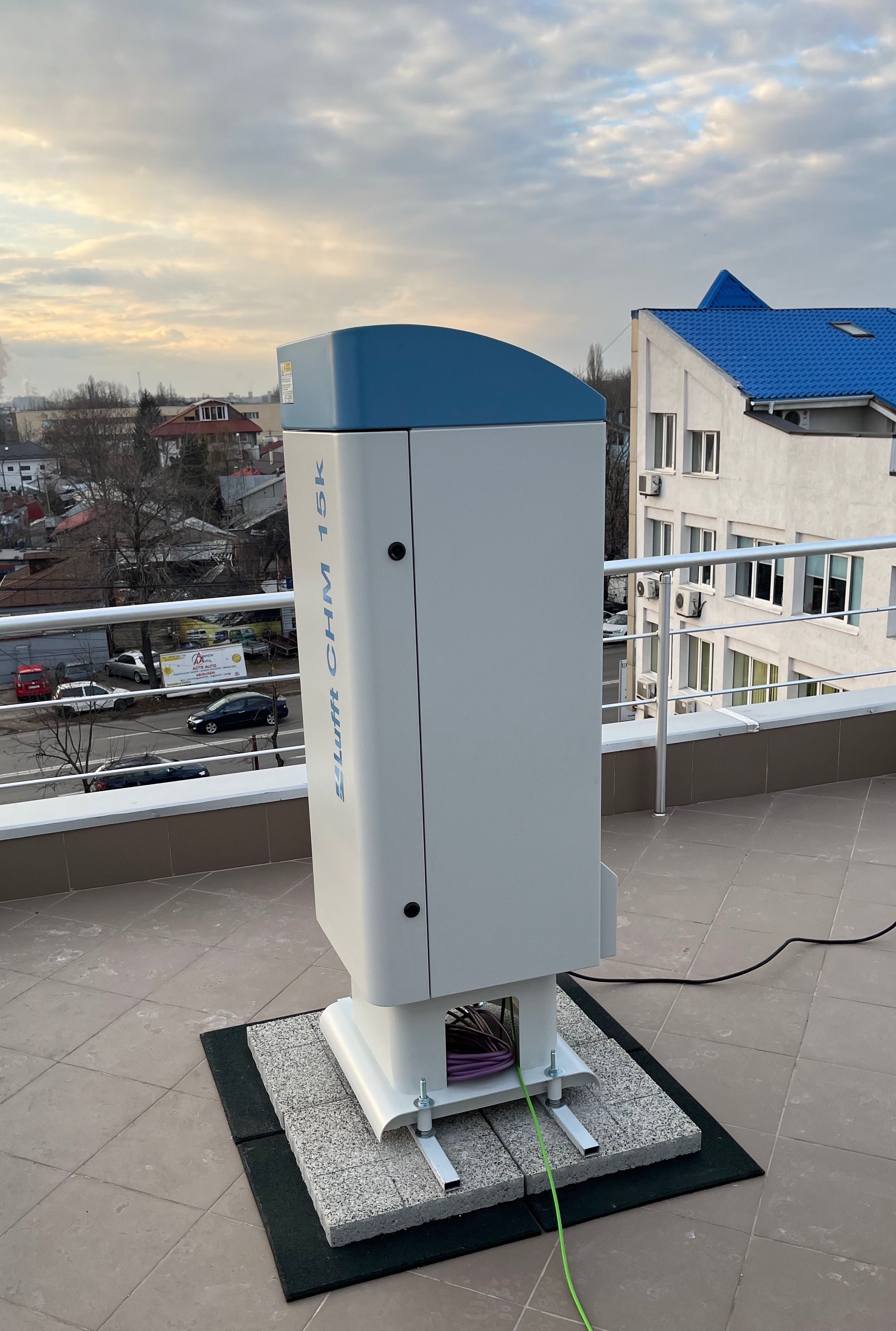 Lufft CHM15K ceilometer installed on the university rooftop